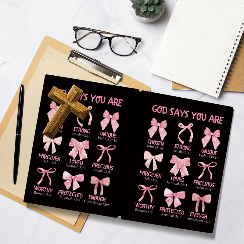 WLIANG Preppy Pink And Black Spiral Bible Notebook Journal for Women, Christian Scripture Prayer Journal Gifts for Women Girls, Preppy School Supplies, Pink Bow Bible Study Notebook 5.5 x 8.3 - Image 5